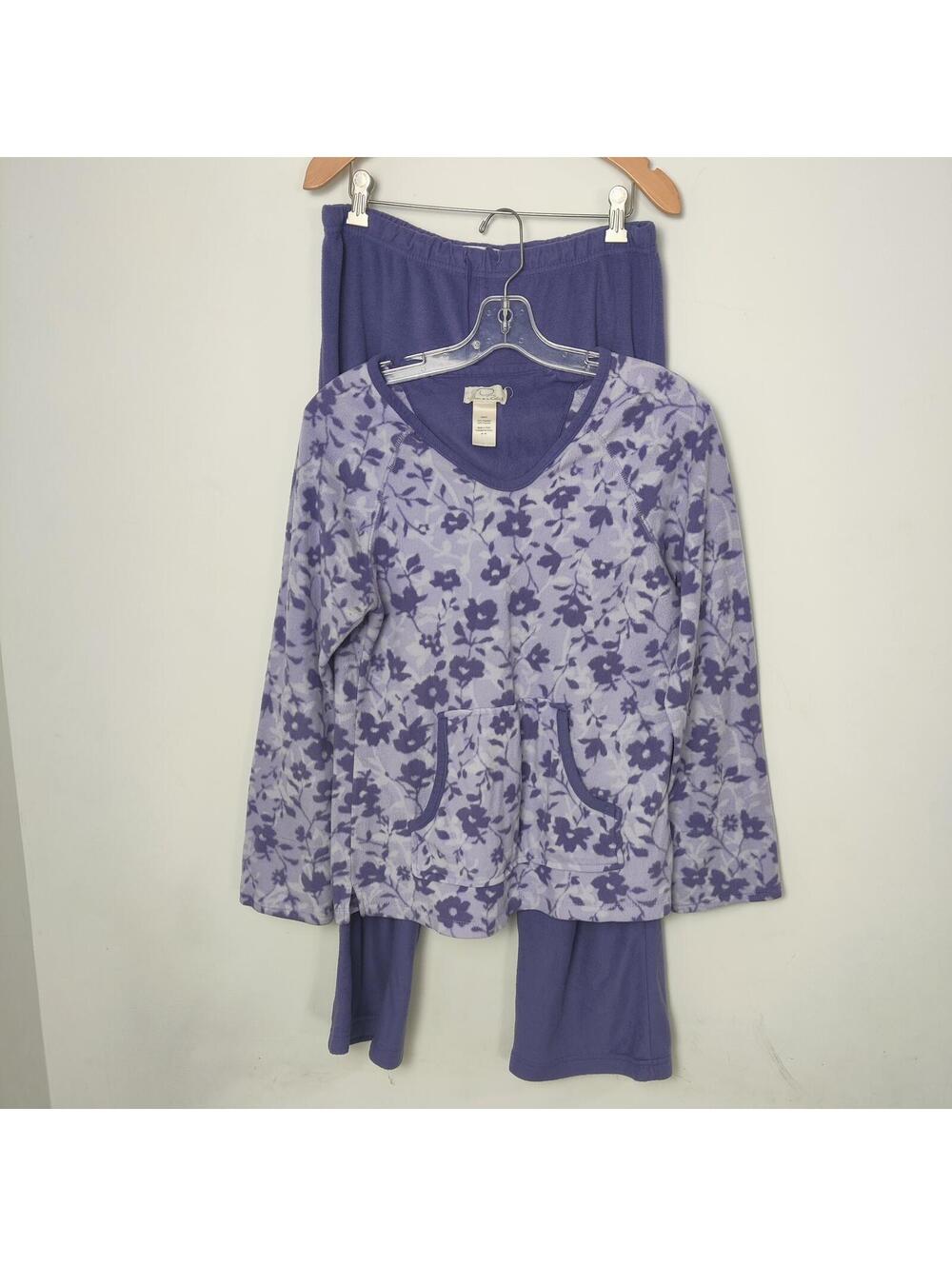 Oscar de la Renta Purple Floral Fleece Pajama Set Women’s Medium